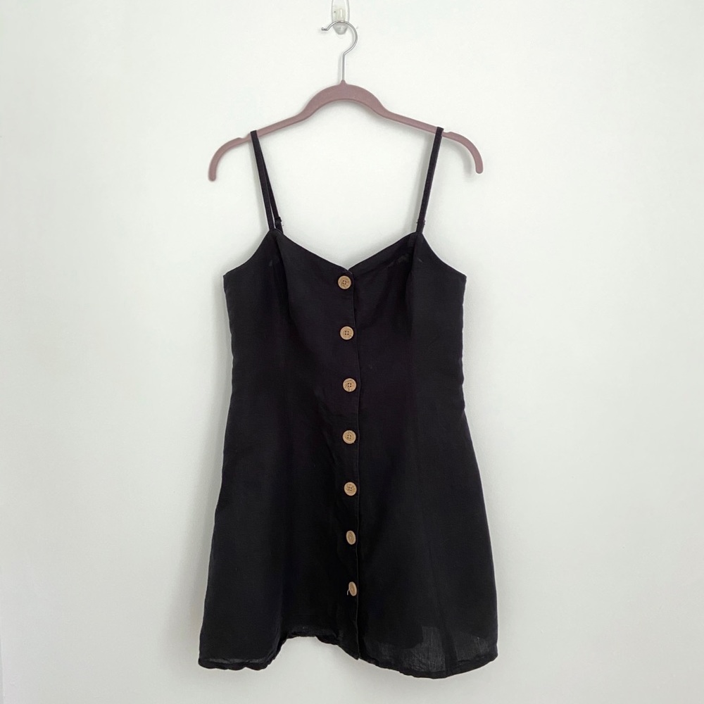 Urban Outfitters Black Linen Mini Dress